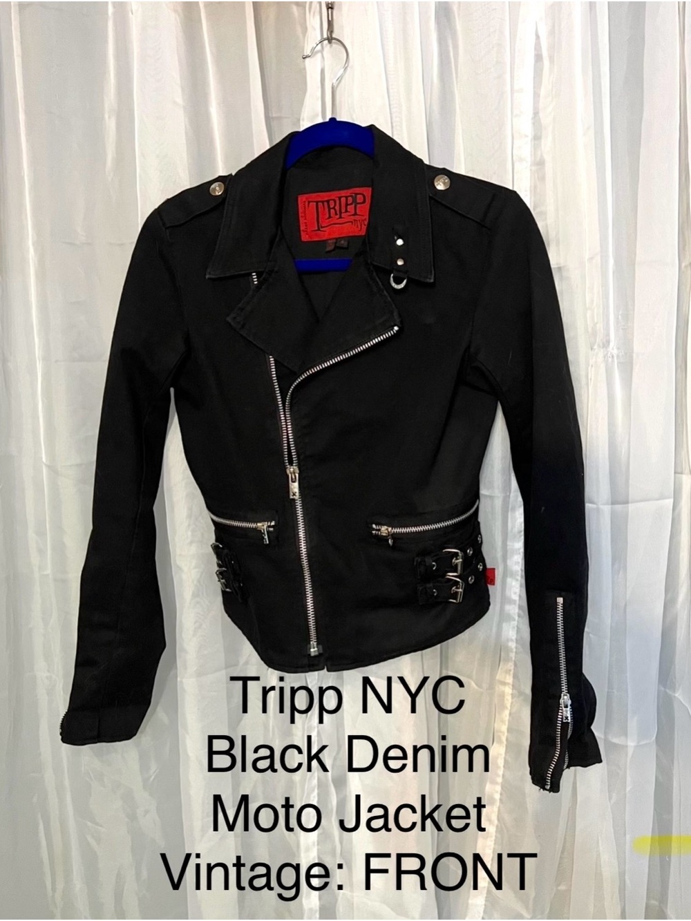 Tripp NYC Black Moto Jacket with Silver Hardware